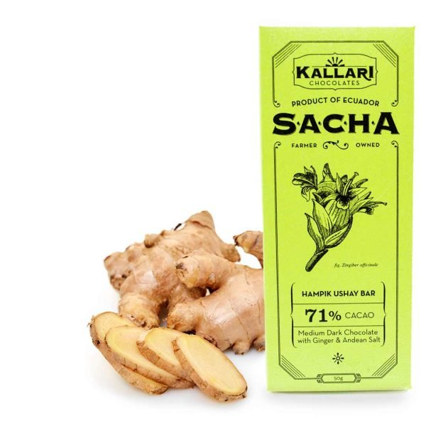 Schokolade 71% Kakao, SACHA Hampik Ushay (Ingwer & Andensalz)